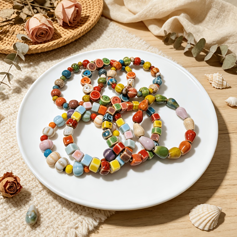 7pcs Handmade Vintage Bohemian Ceramic Bracelet Set for Women